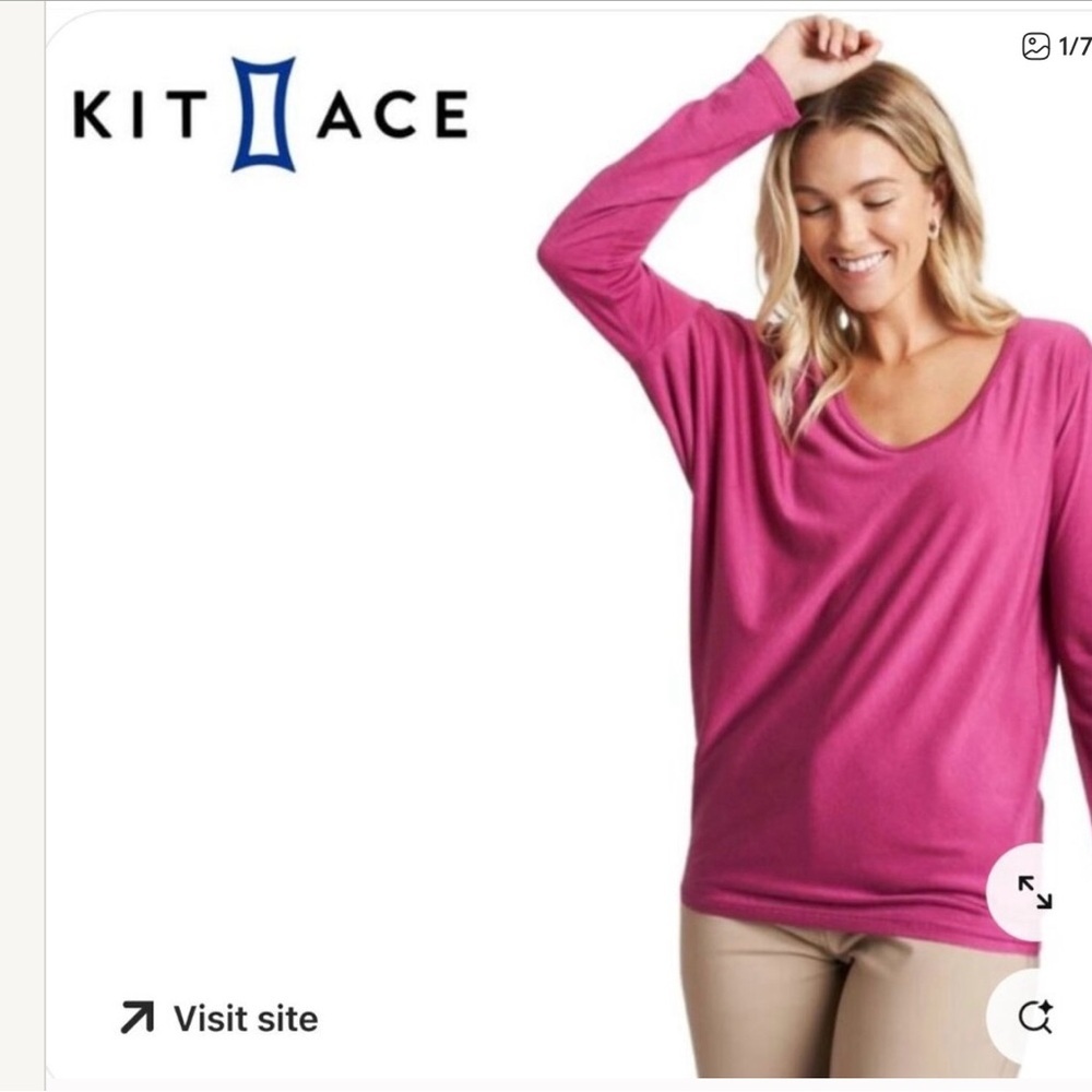 Kit and Ace Pink Long Sleeve, Wave Top, Merino Blend, size Medium - Picture 3 of 9